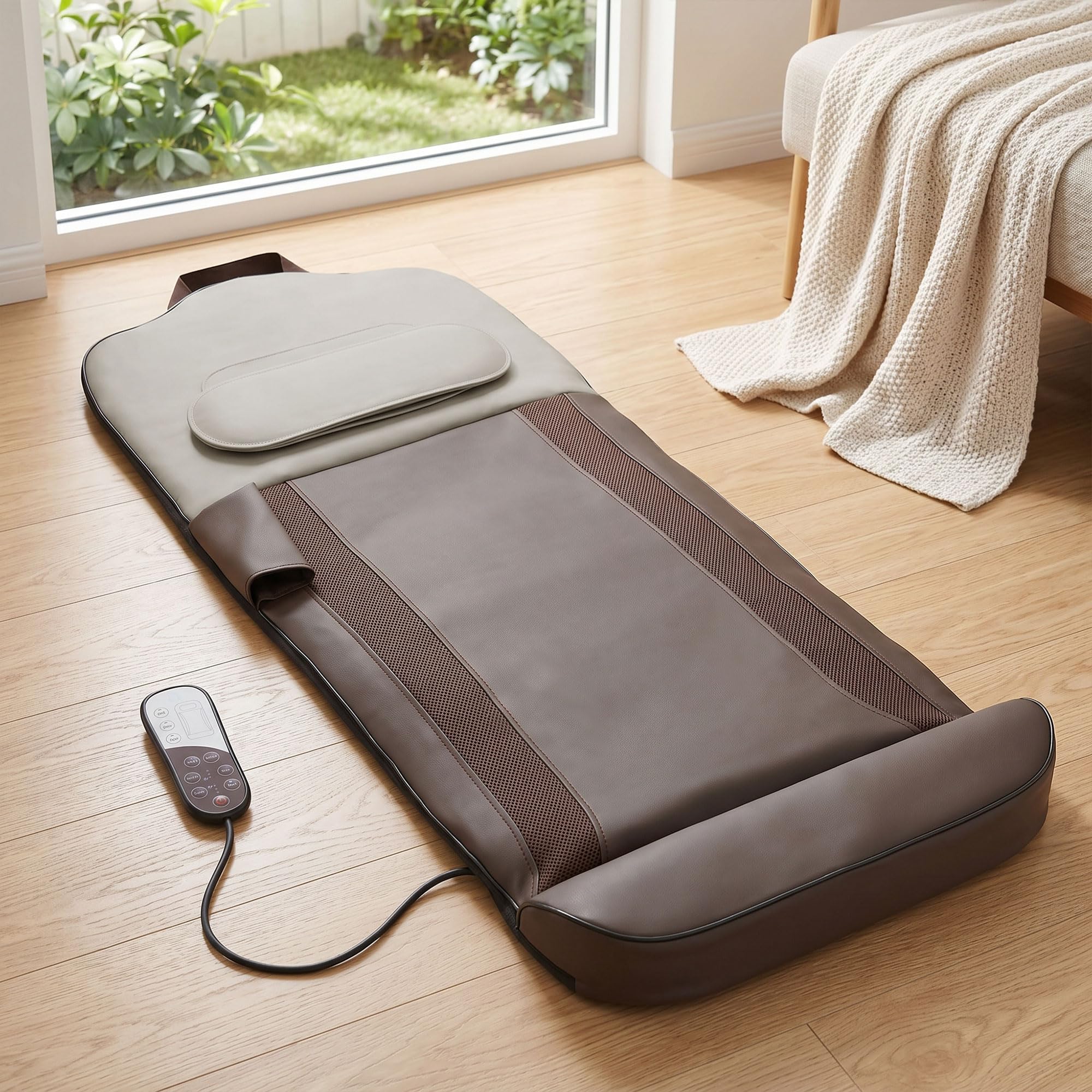 HOMCOM Colchón de Masaje Cuerpo Completo con Calefacción | Masajeador de Espalda Plegable, Compresión de Aire 3D, 4 Modos, 3 Intensidades, Autoapagado, Regalo Unisex