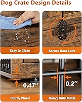 Vista 4 de Mueble de jaula para perros con cojín, perrera de madera para interiores con puertas dobles, jaula para perros con ruedas, mesa auxiliar de casa