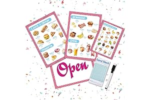 Yinkin Pretend Play Imaginative Restaurant Menu Playset Food Diner for Kids to Enhance Cognitive Abilities