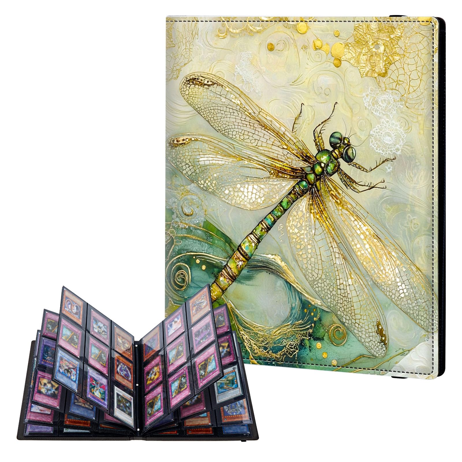 ETLKJVBL 9 Pocket Trading Card Binder, Card Collection Binder for TCG, MTG, Sports Cards, Baseball, Delicate Dragonfly Trading Card Book Holder for Collectors, Top Loader Binder — image 1