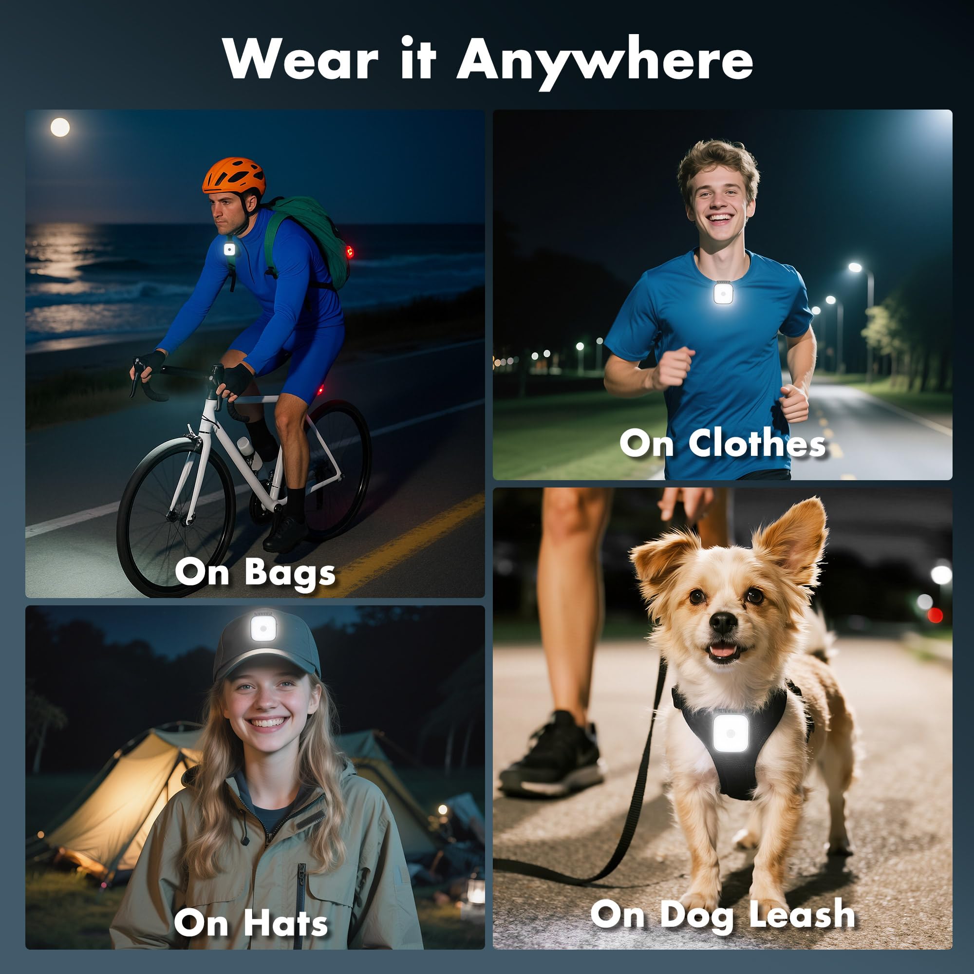 redaica Lauflichter für Läufer: Hundespaziergang Licht bei Nacht, 12 LED Clip On Taschenlampe für Nachtsicherheit, hohe Helligkeit, Brustlicht, Joggingausrüstung für Männer und Frauen