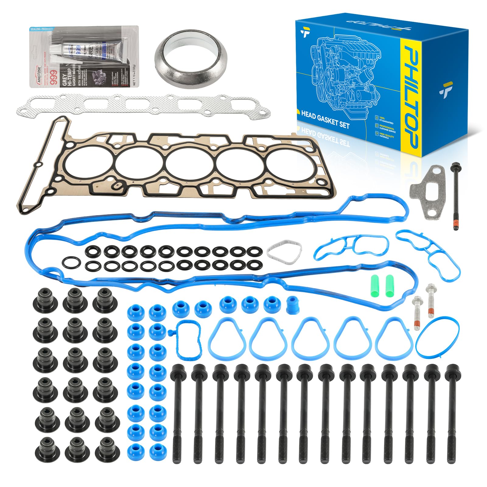 PHILTOP Head Gasket Kit for Chevy Colorado/GMC Canyon 2007-2012 3.7L | Fit for Hummer H3 2007-2010 3.7L, H3T 2009-2010 3.7L, Isuzu i-370 2007-2008 3.7L, OE# HS26390PT, HS54982, ES71334, HS13659
