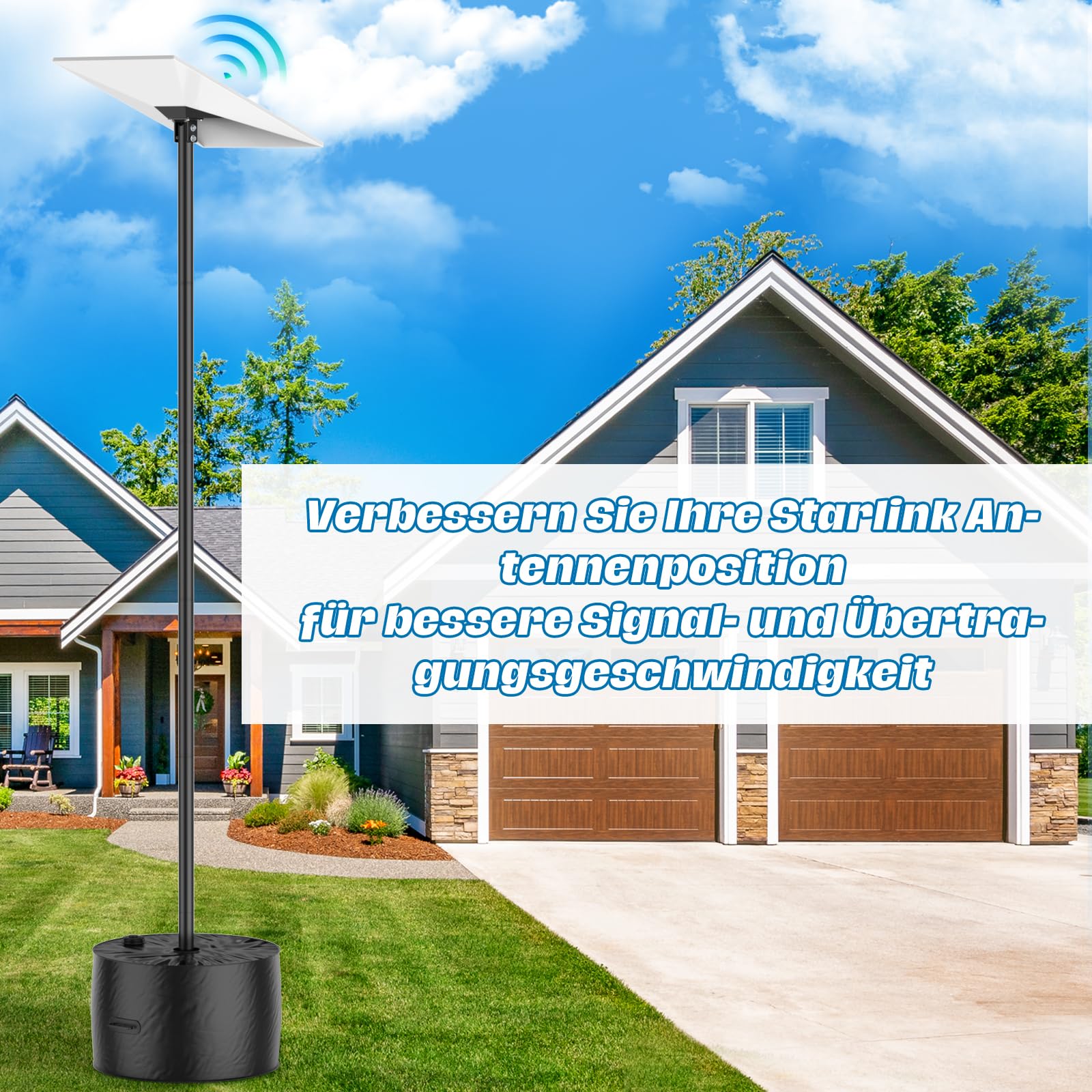 IMAYCC Kit de Support Starlink Gen 3 Longue, 7.9FT Réglable Starlink Ground Pole Mount Gen 3 avec Adaptateur de Tube StarlinkGen 3 Internet Standard pour Cour Jardin Extérieur