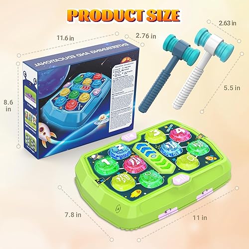 Miniatura 4 de Whack Game Mole Toy para niños pequeños, juguetes para niños y niñas de 3, 4, 5, 6 años, juguetes educativos interactivos para golpear con 2