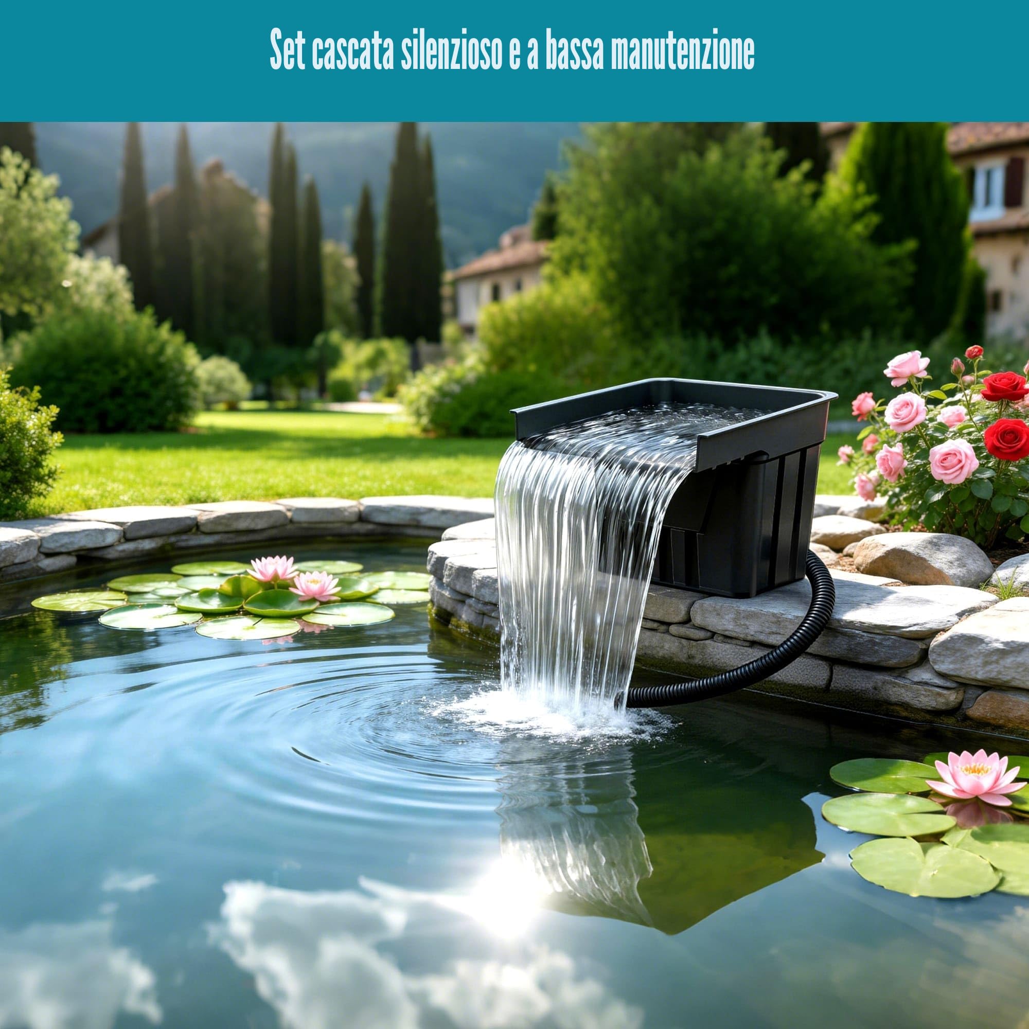 Biling Set completo per stagno, cascata con filtro per laghetto, con pompa per laghetto da 80 W, 4500 l/h, cascate, ruscelli da giardino, gioco d'acqua