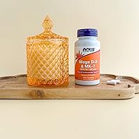 Vista 6 de Suplementos NOW, Mega D-3 y MK-7, 5000 UI / 180 mcg, soporte óseo y cardiovascular*, vitaminas K-3 y K-2, 120 cápsulas