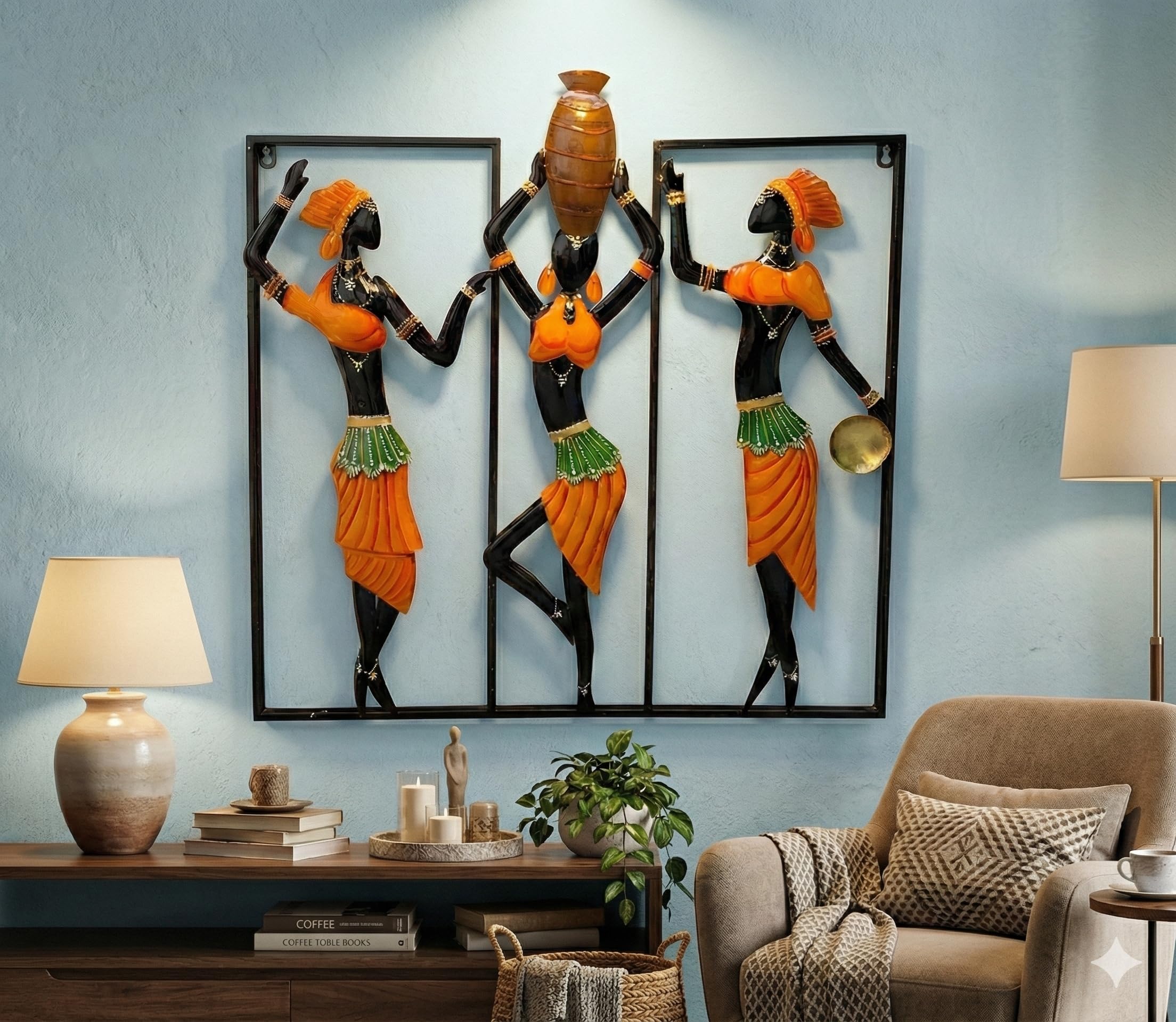 アフリカンビーズアート ビーズ ヴィンテージ オブジェ エスニック インテリア Anshika International African Tribal Art Wall Decor Frame with Led