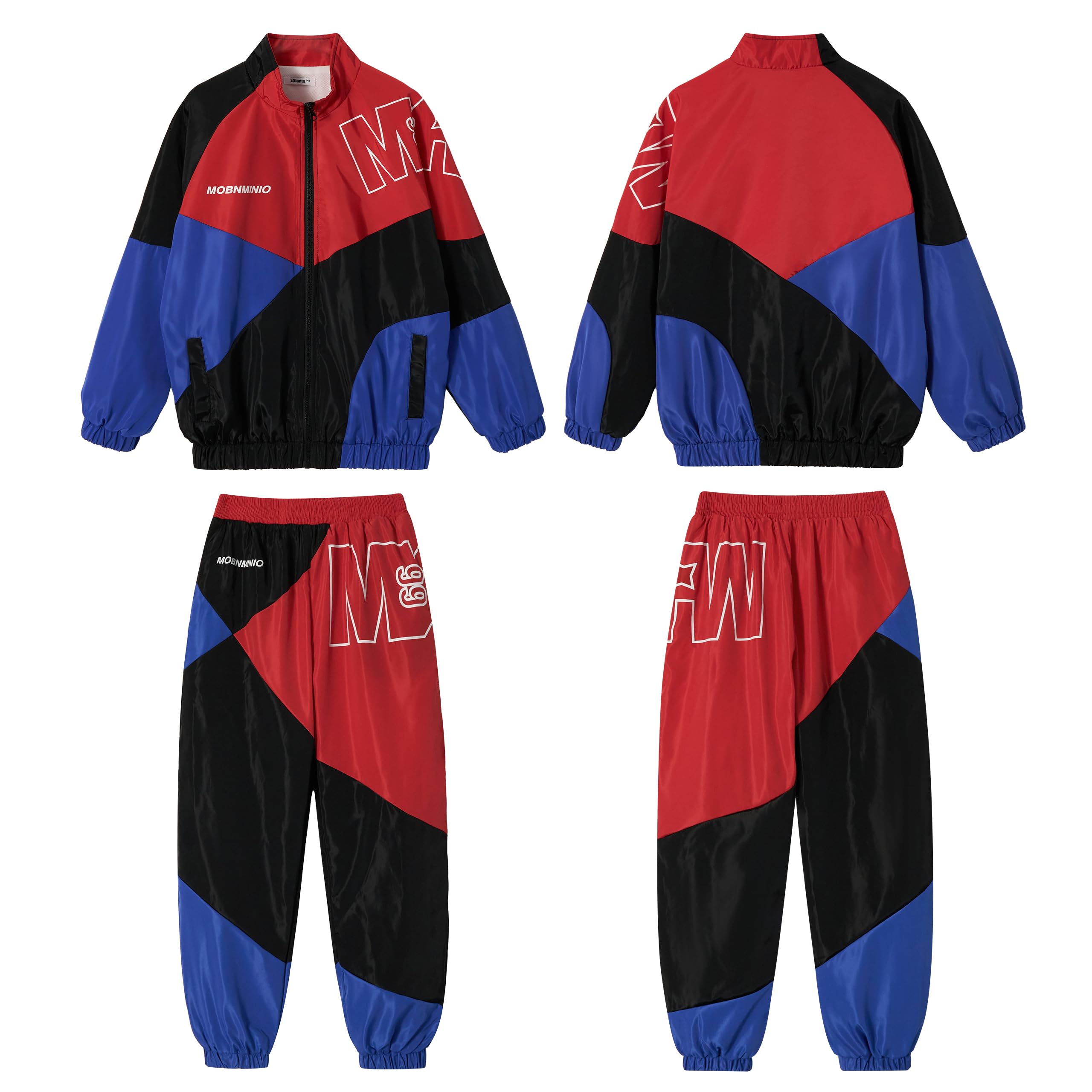 LOLANTA Ensemble veste et pantalon de survêtement pour garçons et filles - Style hip-hop - Patchwork - Unisexe - Streetwear