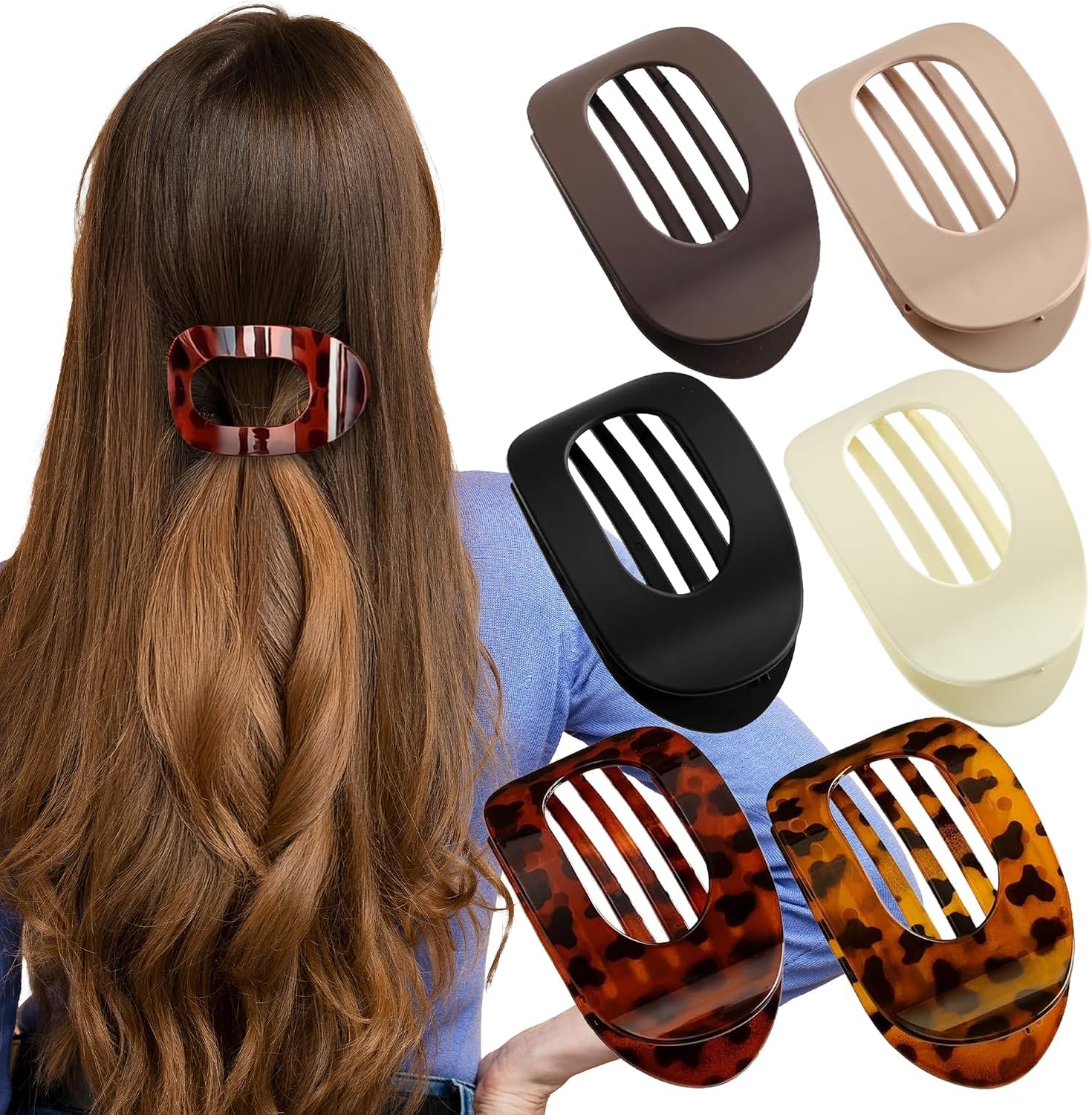 NIBSHOOM Set di 6 mollette per capelli piatte a becco d'anatra, per donne