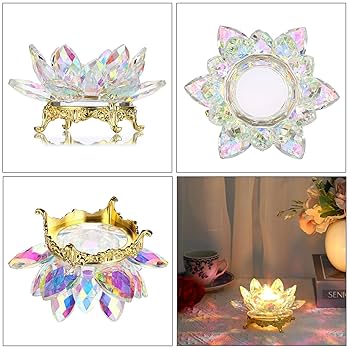 Amazon.com: OwnMy Crystal Lotus Flower Tea Light Holder