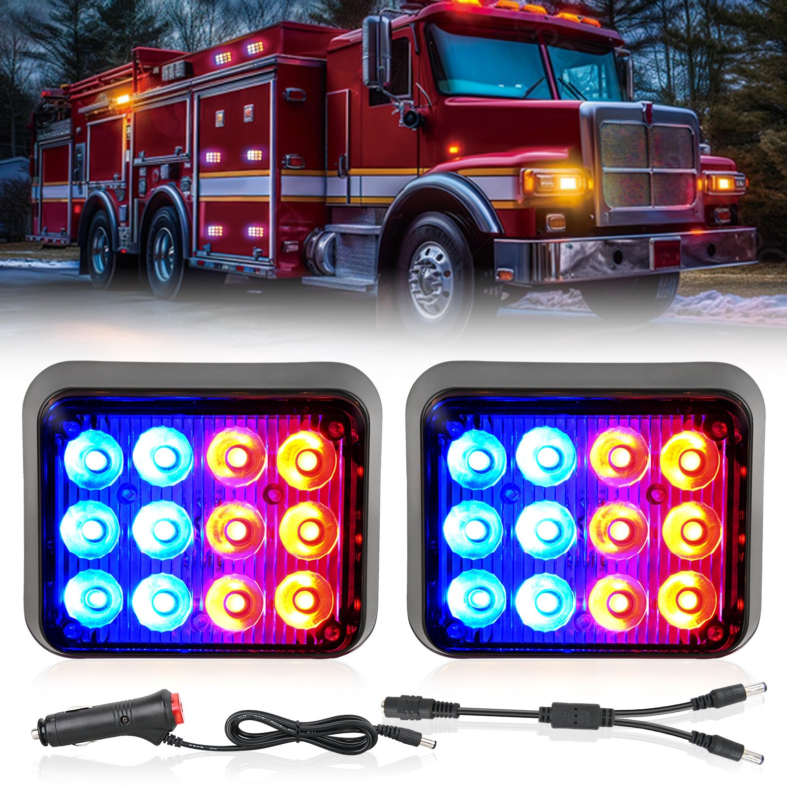 Nilight 12LED Magnetic Wireless Trailer Lights 2PCS Red and Blue