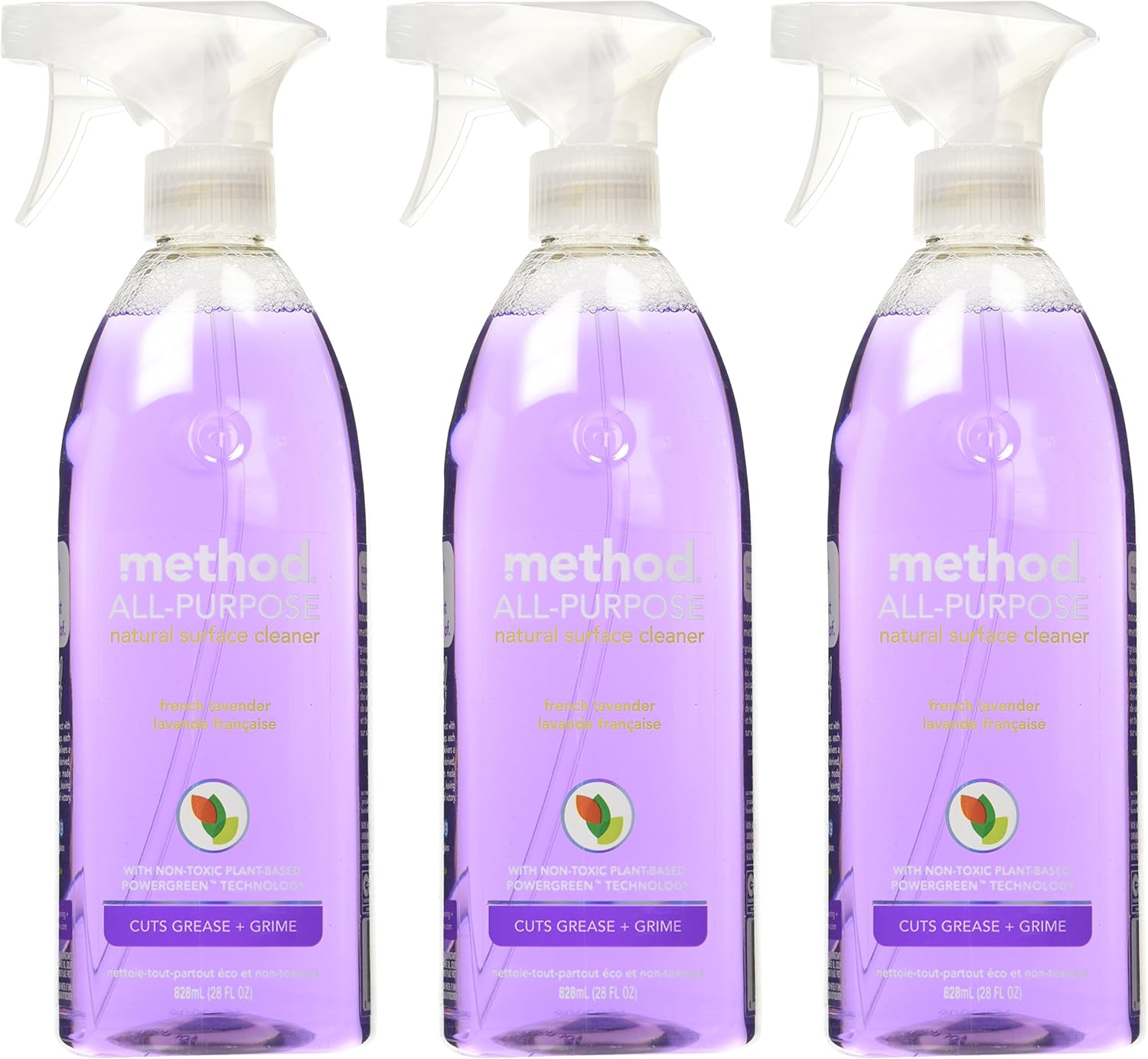 Method All-Purpose Cleaner Spray, French Lavender, Plant-Based and Biodegradable Formula Perfect for Most Counters, Tiles, Stone, and More, 28 oz Spray Bottles, (Pack of 3)