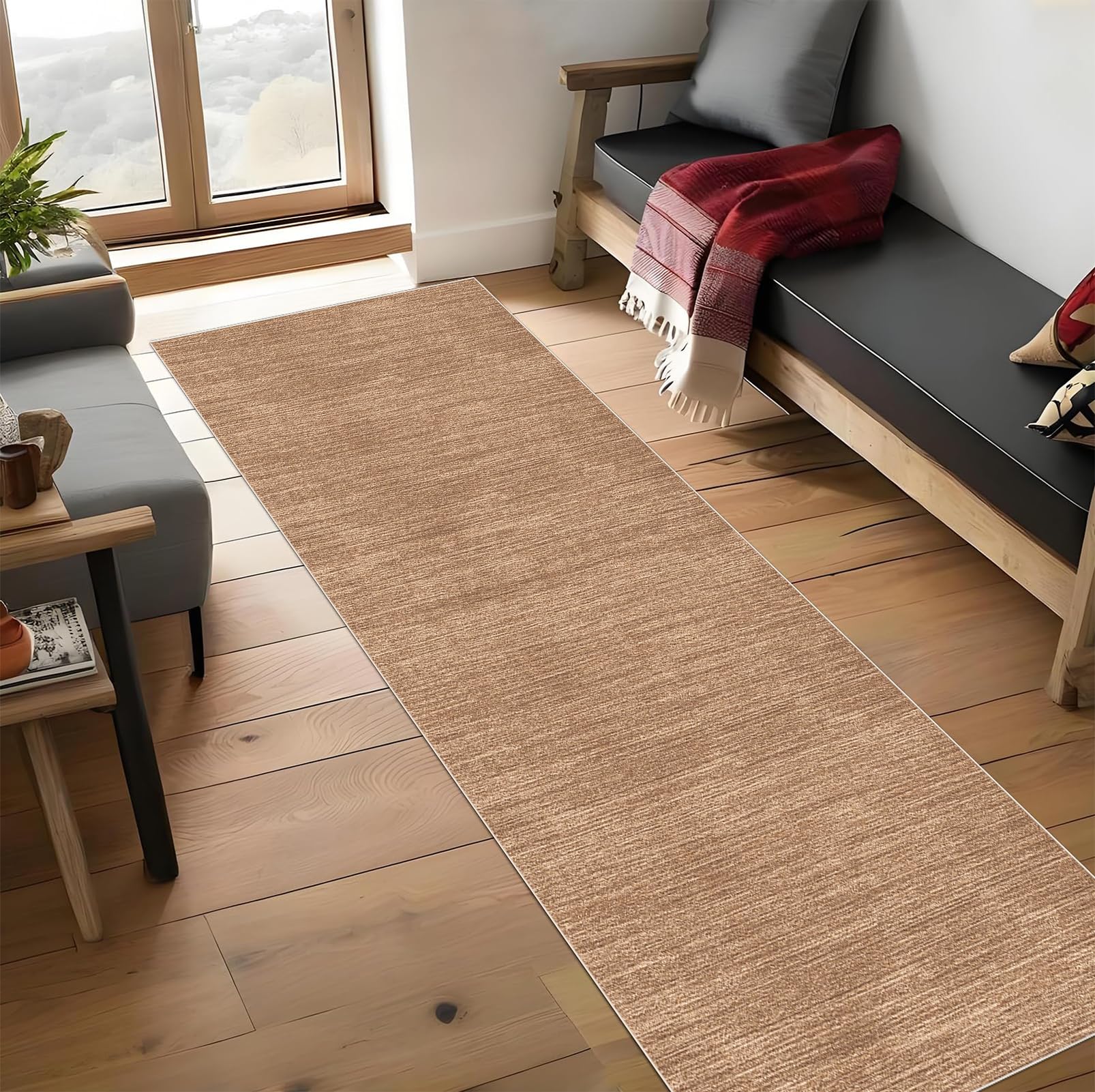 Tappeto Cucina Antiscivolo Lavabile 50 x 160 cm Lungo Passatoia Corridoio Assorbente, Tappeto Multiuso per Scendiletto per Cucina, Salotto, Camera da Letto Marrone