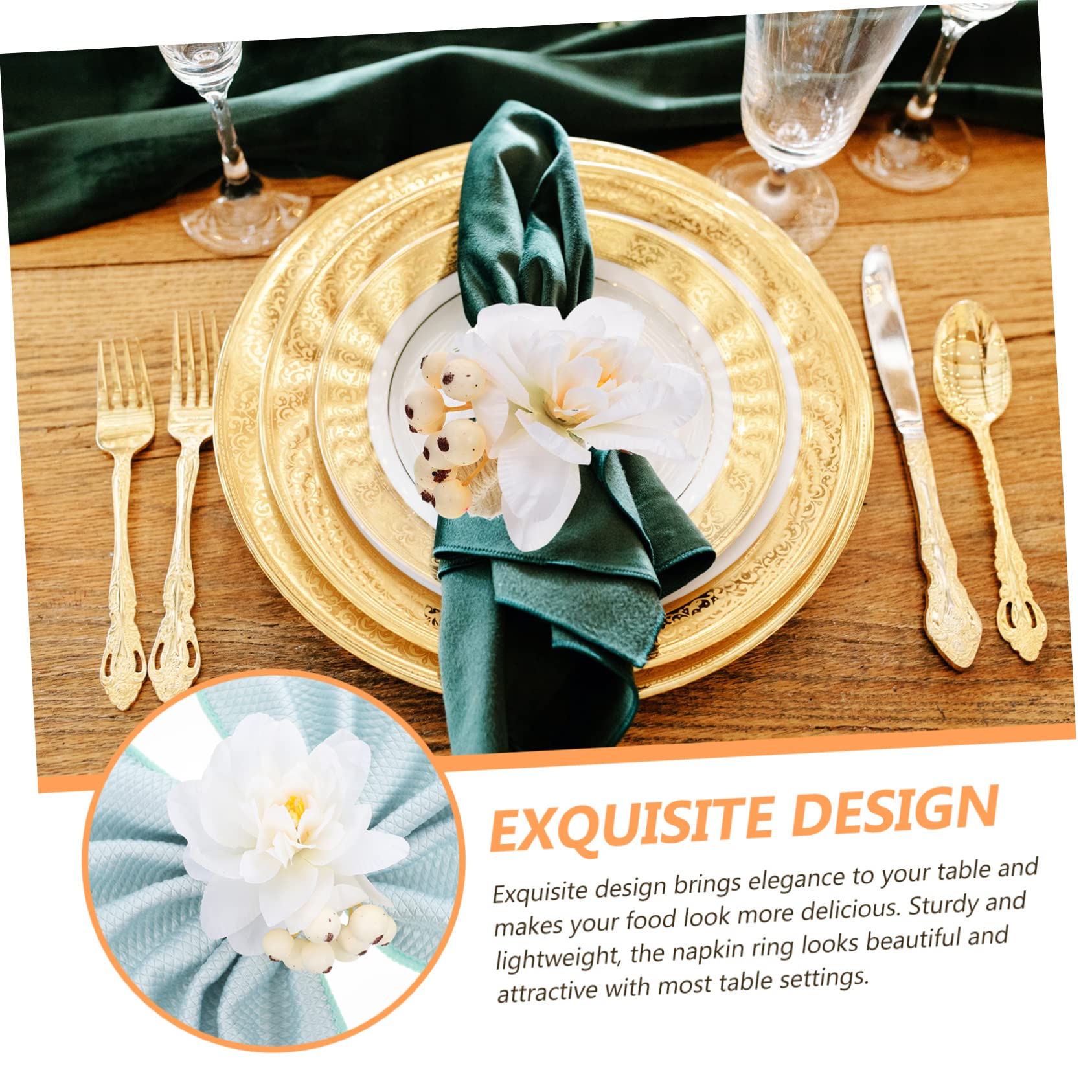 Amosfun 30 Piezas servilletero decoração casa decoración casa Anillo de Toalla de Flores Hebilla de servilleta Hecha a Mano Anillo de servilleta de Mesa de Comedor Cuerda de algodón Beige