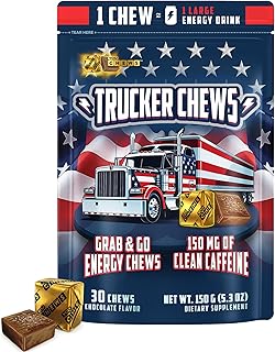 YouChews Trucker Chew Energy Bites – No Caffeine Crash Grab-and-Go Energy Chews, Individually Wrapped Daily Energy Support for Long Hauls and On-the-Road Drivers, 30 Count