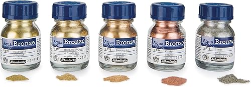 Miniatura 2 de Schmincke - Aqua-Bronze, oro pálido rico, 20 ml, 15 812 032, efectos metálicos brillantes en pinturas gouache y acuarela, papel, cartón, tabla de