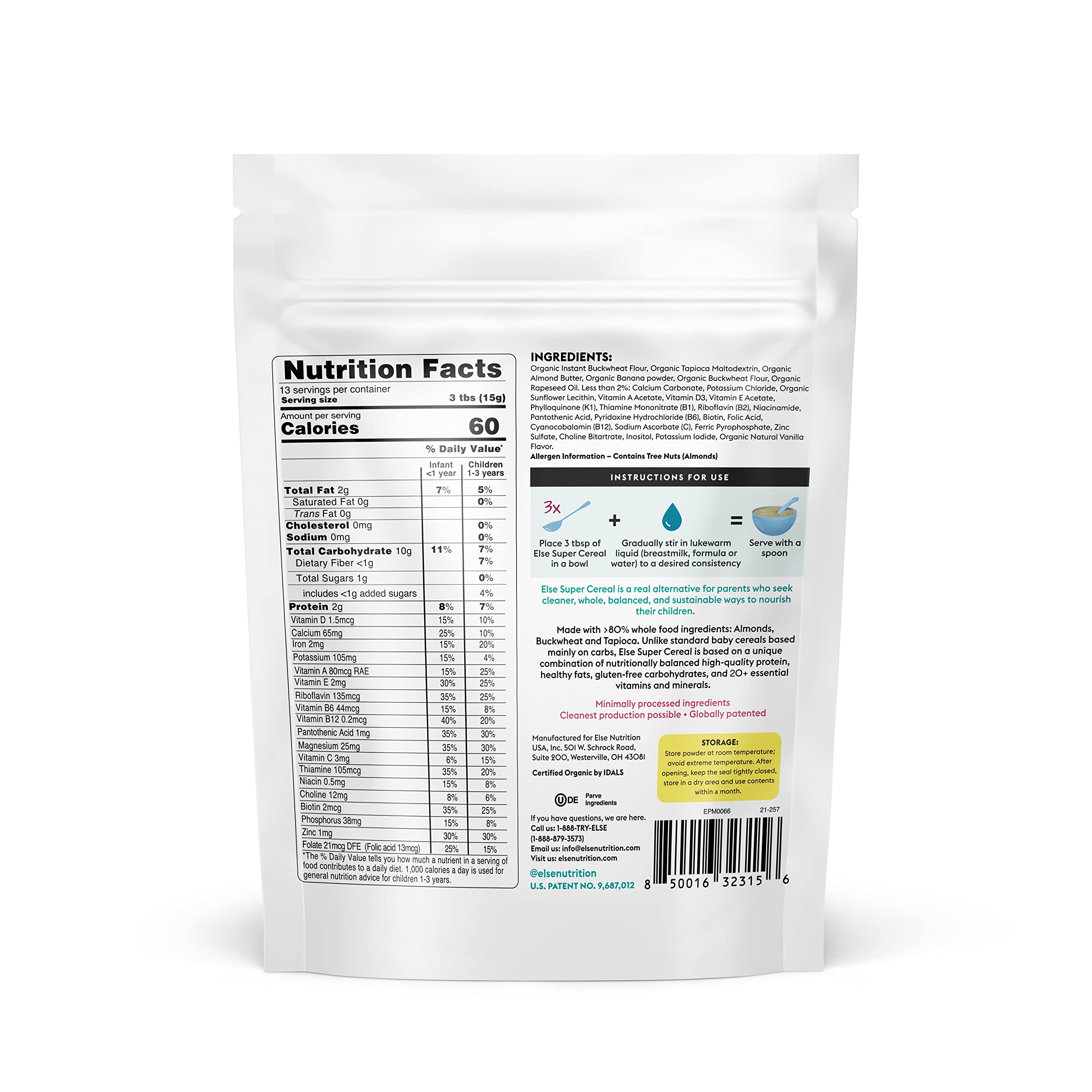 Amazon.com: Else Nutrition Super Cereal For Babies 6 mo+ ...