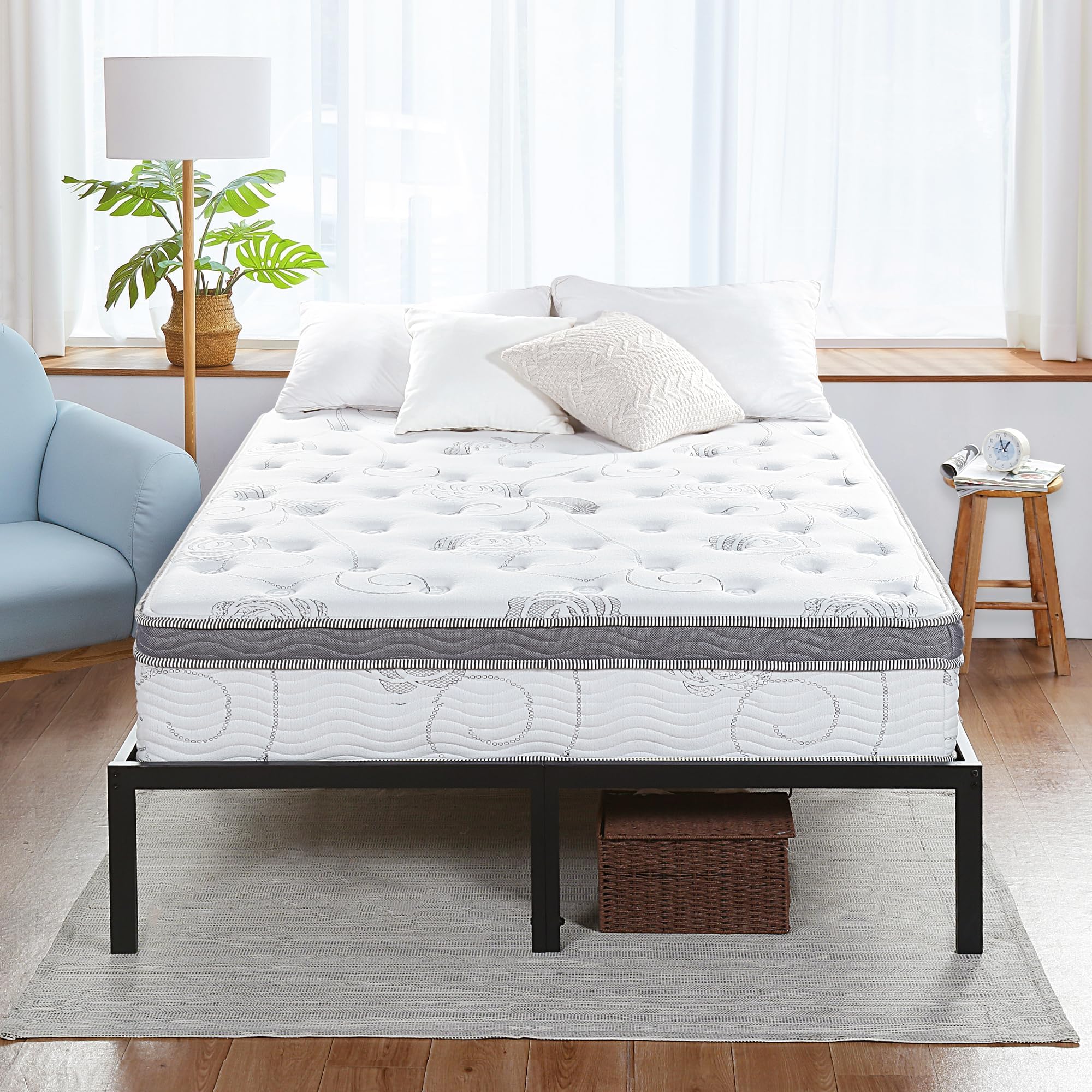 Olee Sleep Full Mattress, 13 Inch Hybrid Mattress, Gel Infused Memory Foam, Pocket Spring for Support and Pressure Relief, CertiPUR-US Certified, Bed-in-a-Box, Firm, Full Size