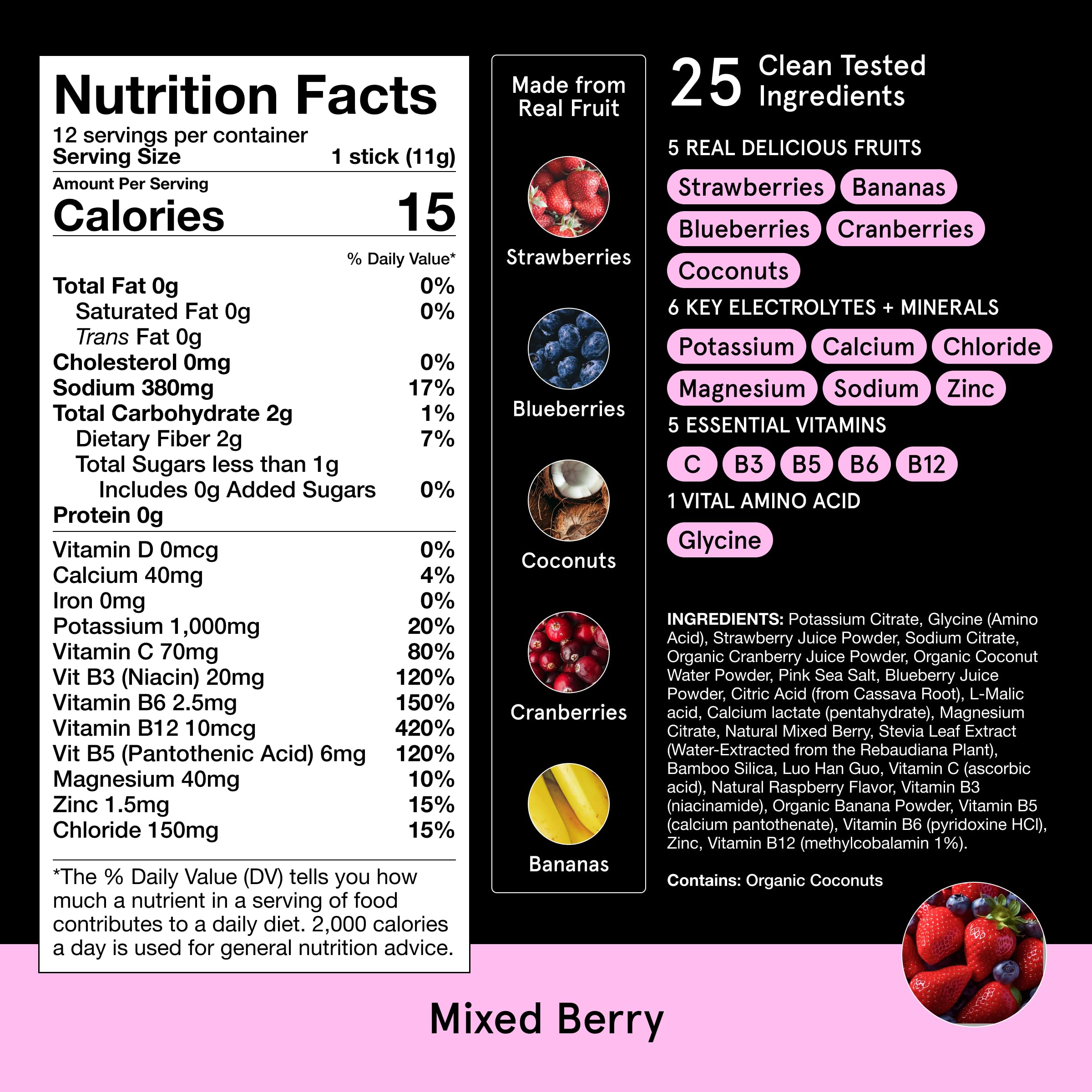 DryWater Electrolytes + Vitamins Hydration Packets, Mixed Berry 12 Pack — Amazon image 2