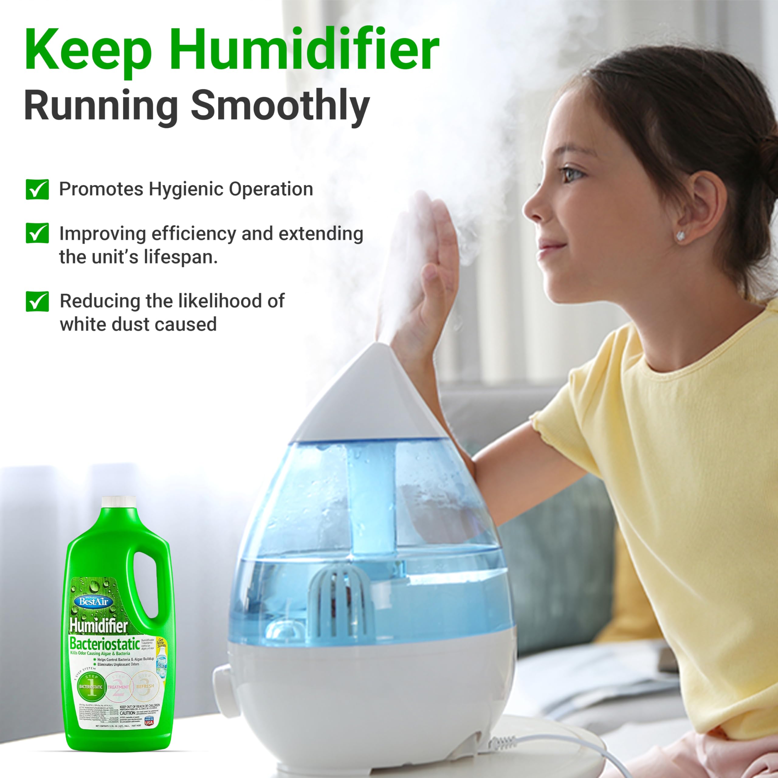 Amazon.com: Bacteriostatic Humidifier Water Treatment  Comprehensive  Humidifier Cleaning Solution  Universal Humidifier Water Additive   Odorless Humidifier Descaler Solution  Effective Treatment (1 pack) :  Appliances