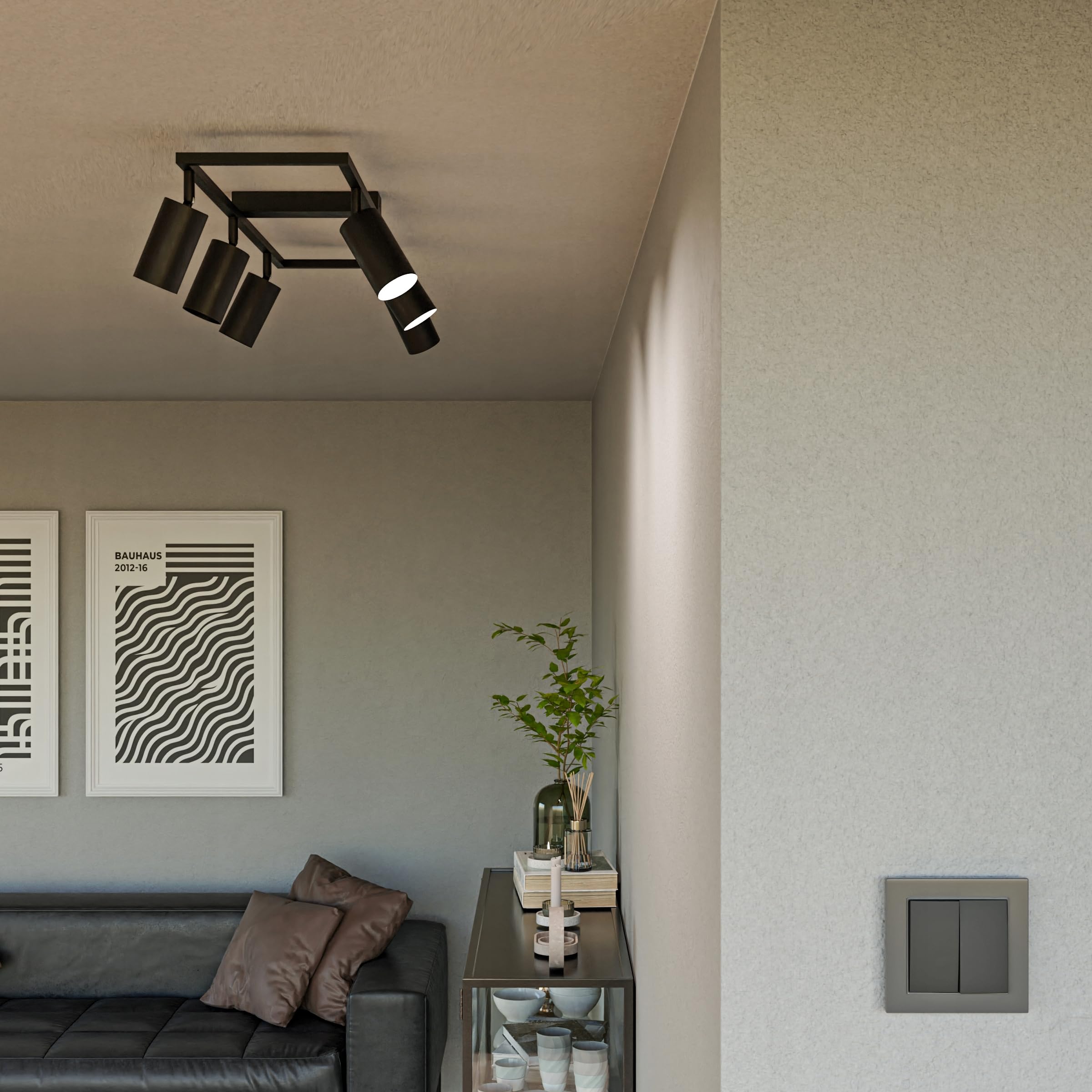 Deckenstrahler LED Schwarz 6 Flammig Schwenkbar GU10 Deckenleuchte Modern für Küche