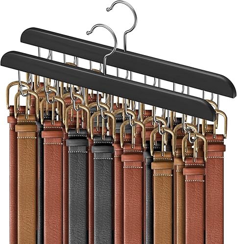 2 ganchos para cinturón, organizador de cinturón, colgador de cinturón para armario, cuelga hasta 84 cinturones, gancho superior giratorio 360 para