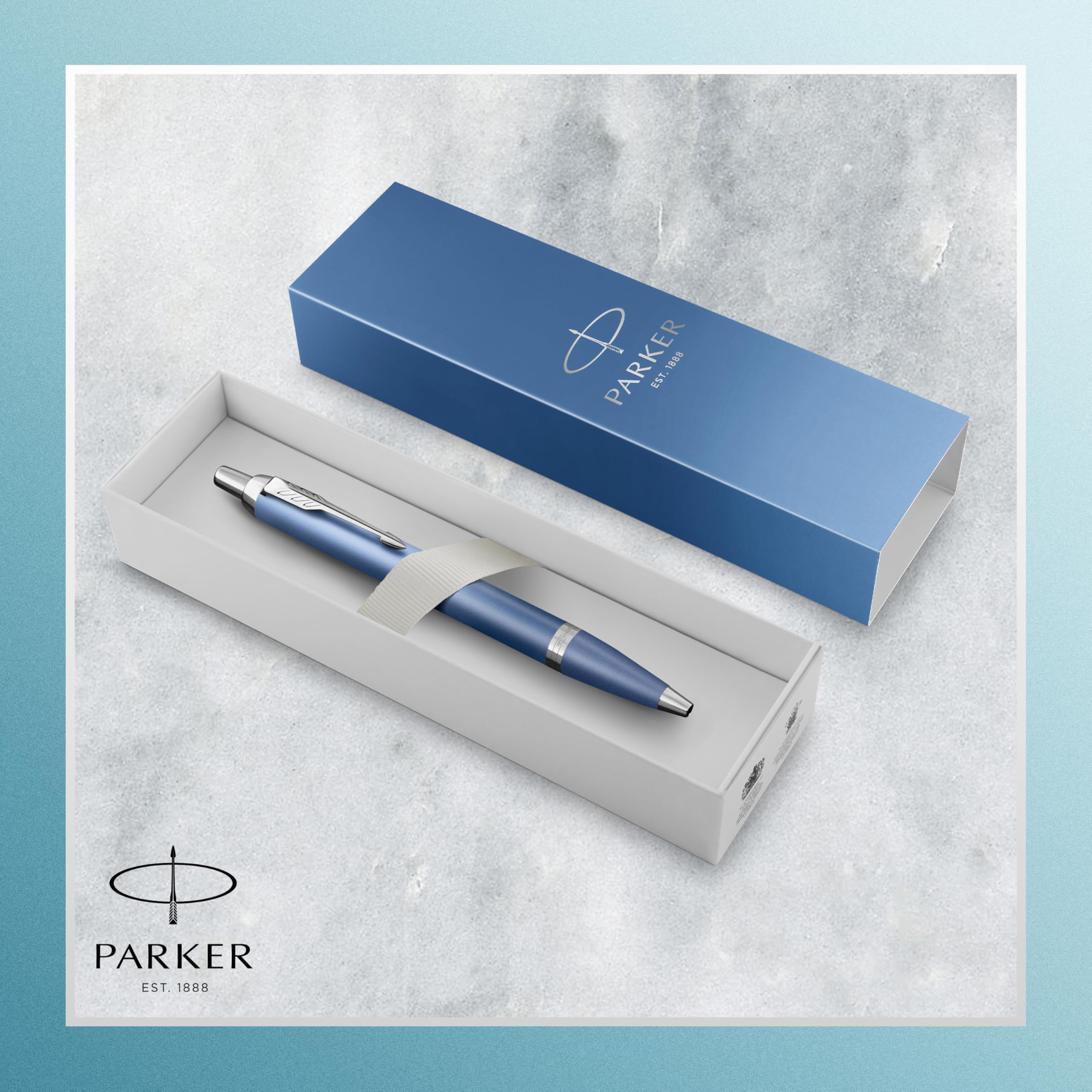 Parker IM Bolígrafo Writing Rituals | acabado Azul degradado con adornos cromados | punta media | tinta azul | estuche de regalo