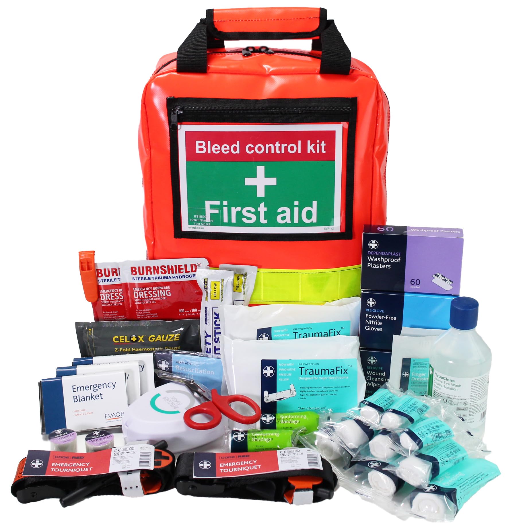 Sponsored Ad – EVAQ8 Trauma First Aid Kit British Standard First Aid Kit Plus Critical Injury Bleed Control Module Including Tourniquets and Celox