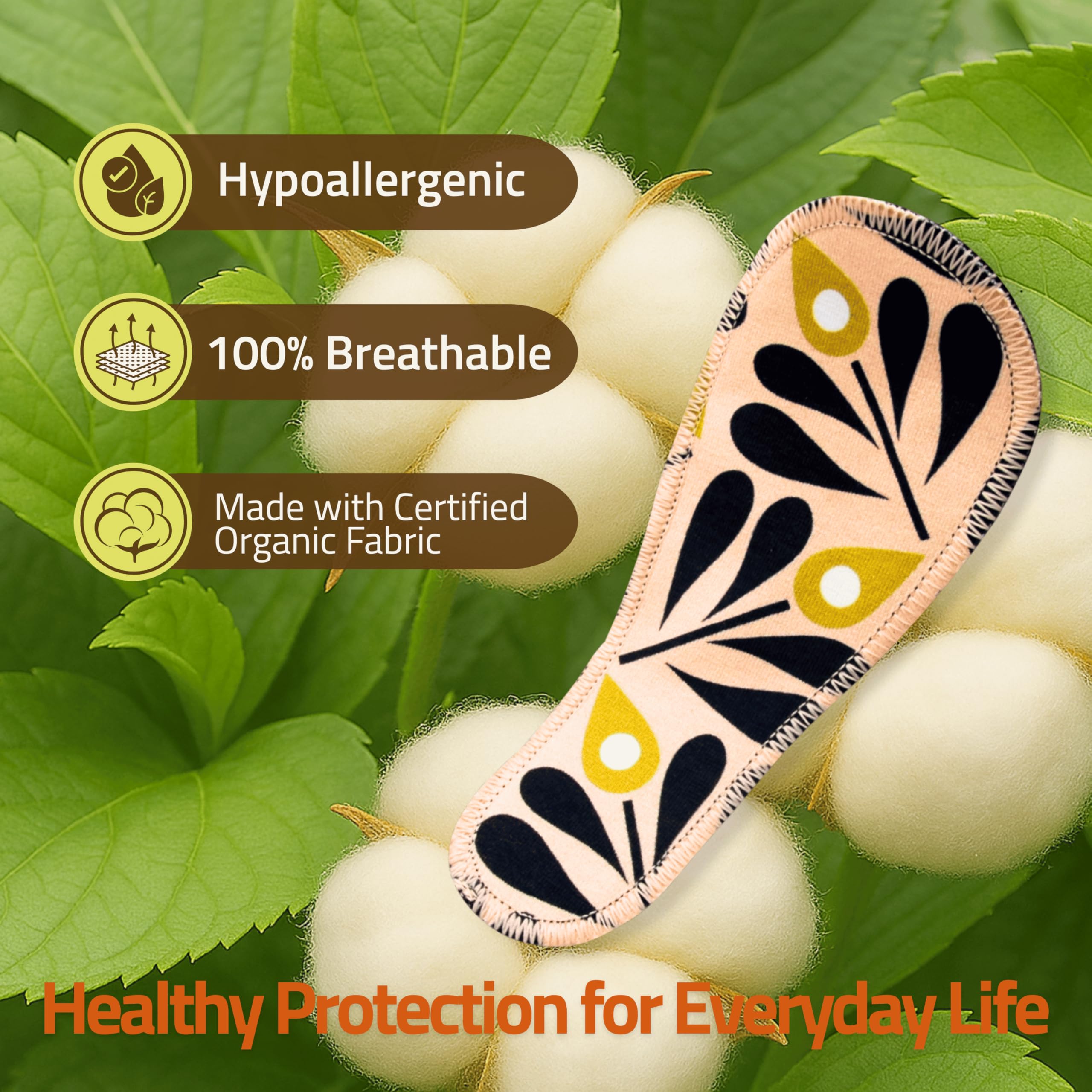 Natissy Salvaslip Riutilizzabili Senza Ali in Cotone Biologico per Donna, Lavabili, Traspiranti, Morbidi, Senza Odori e Senza PUL - Set 7 pz Tanga - Made in EU