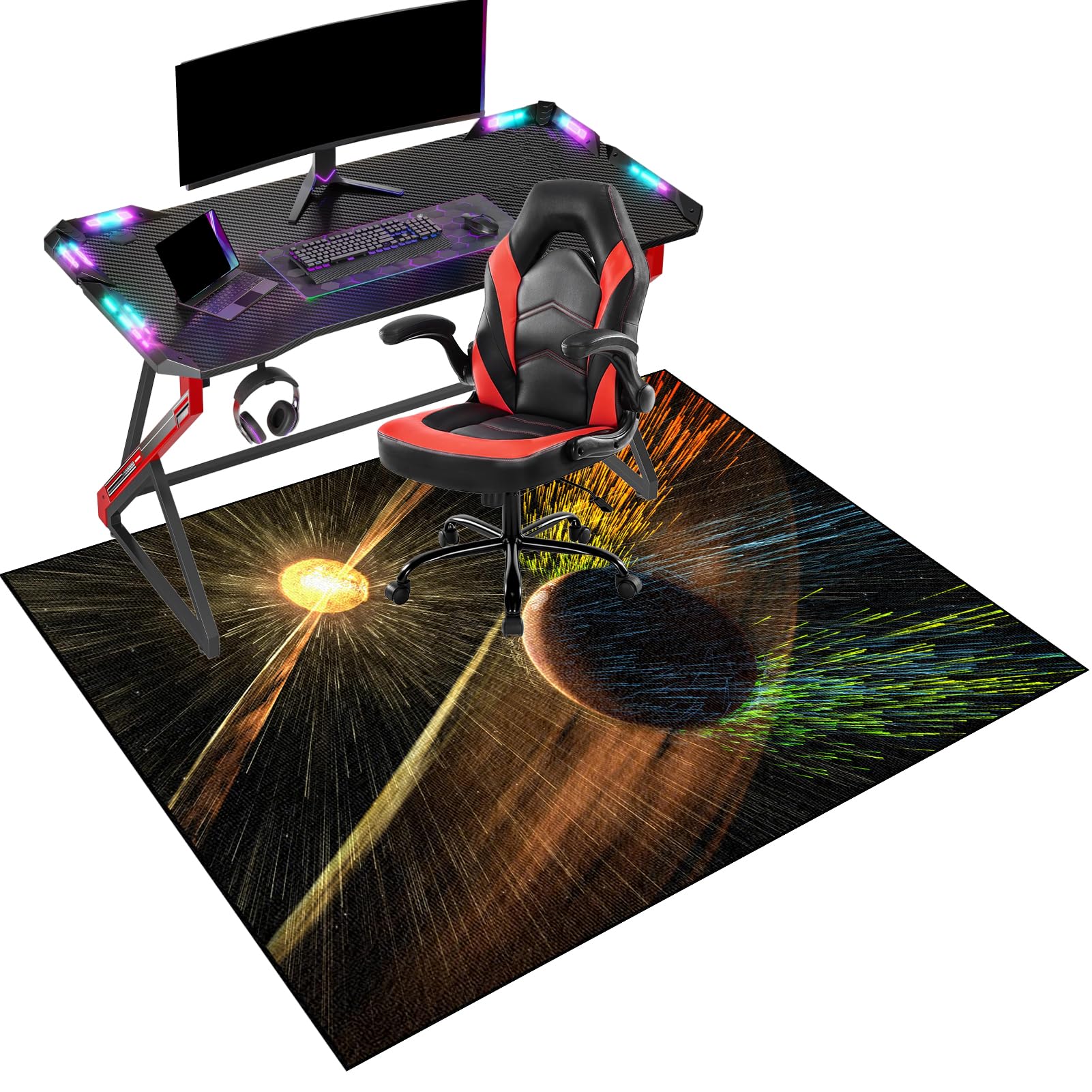 Fcenghox 491A Office Chair Mat For Carpeted And Hardwood Floor Protector For Rolling Chair Non-Slip Desk Chair Mat Computer Gaming Chair Mat Low Pile Carpet Protector Mat, Floor Mat For Office Chair 80 X 120 Cm