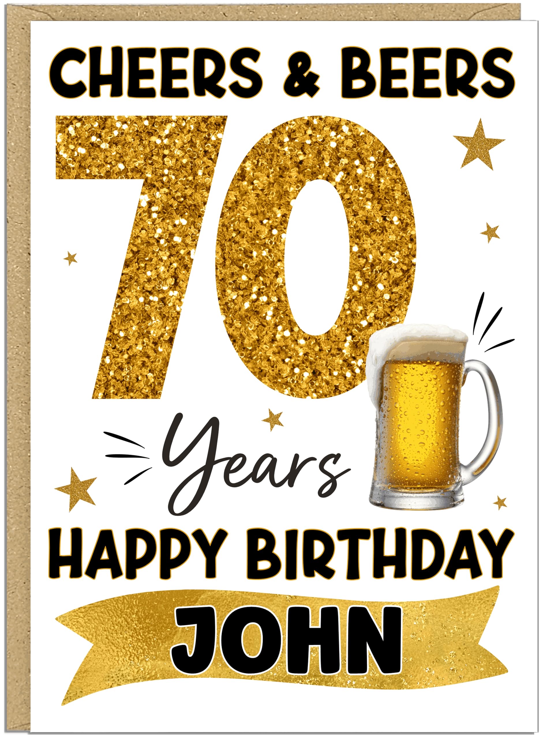 Personalised Cheers & Beers Milestone Birthday Card for Him - Aged to Perfection 18th 21st 30th 40th 50th 60th 70th 80th - Custom Name & Year - Happy Birthday for Him (70th)