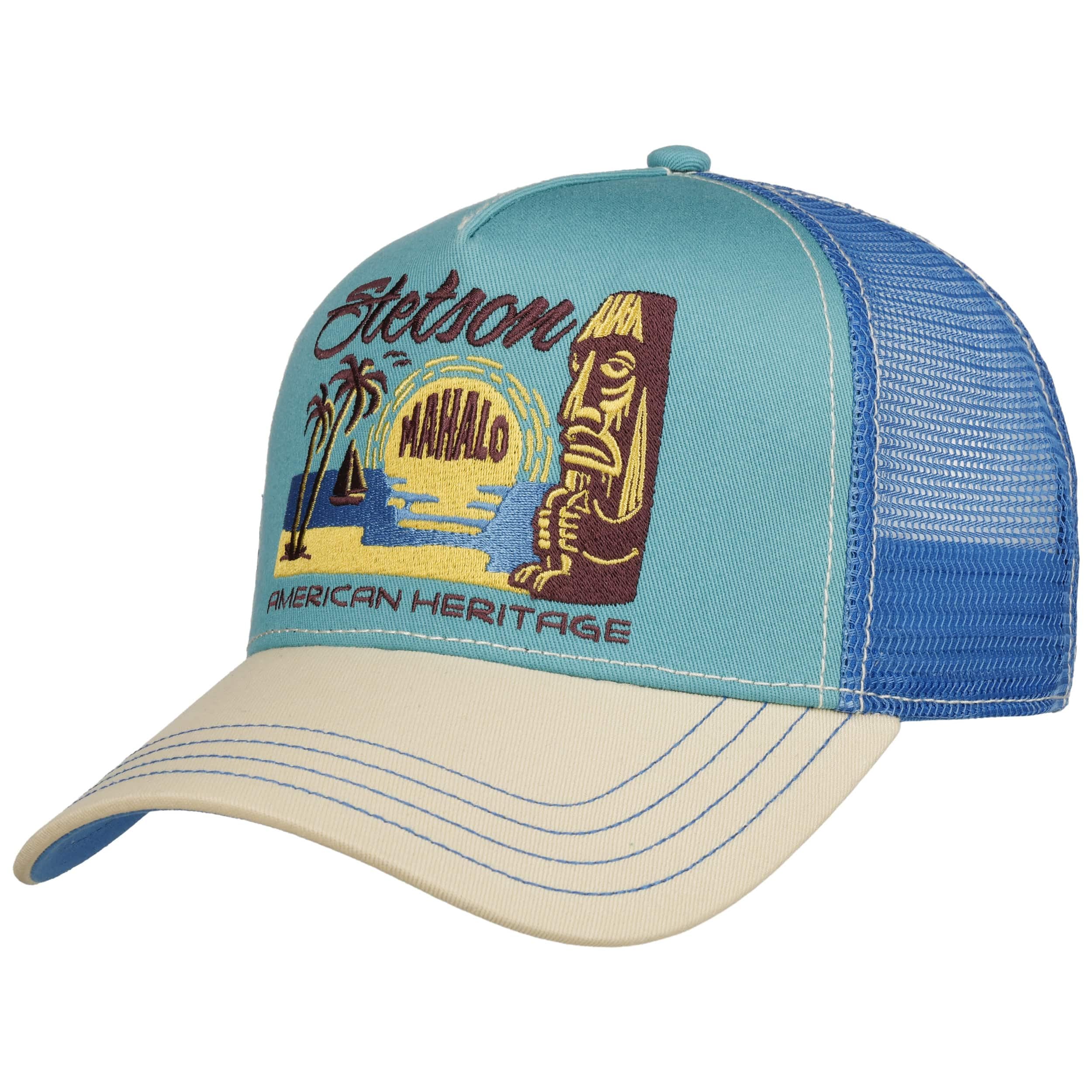 Stetson Mahalo Trucker Cap Snapback Unisex Summer Winter Light Blue