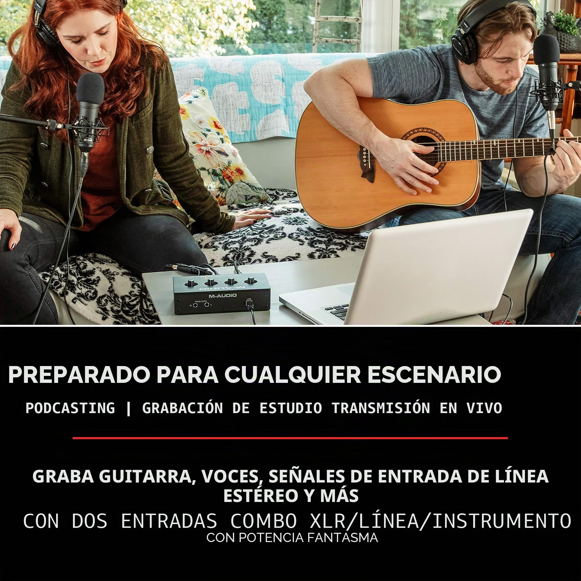 M-Audio BX4 BT – Monitores de Estudio, Altavoces Bluetooth de 4,5" 120W, Altavoces para PC & M-Track Duo - Interfaz Audio, Tarjeta de Sonido USB para grabación