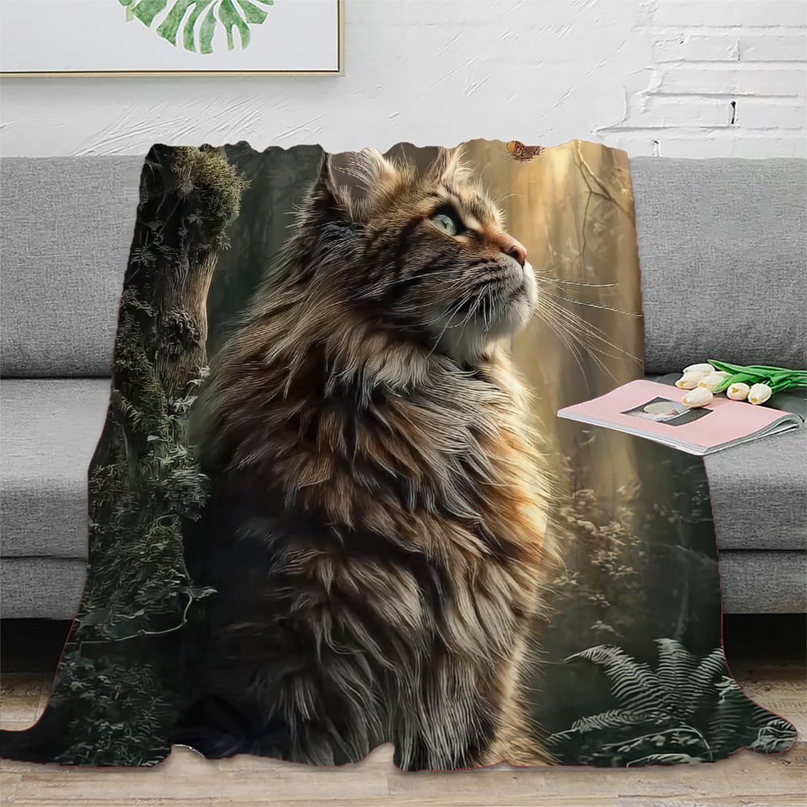 Couverture microfibre chat 3D pour réchauffer les soirées d'hiver