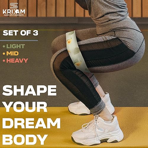 Miniatura 7 de KRIXAM Booty Bands, 3 Levels Hip Bands, Polyester-Cotton and Latex Silk Workout Bands Resistance Bands for Home, Gym, Fitness, Pilates, Yoga (Pack