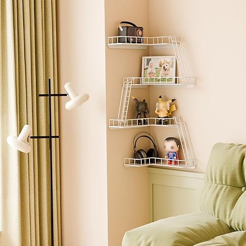 Miniatura 3 de Estante de pared Fire Escape  Estantes de pared esquineros de 4 niveles de estilo urbano moderno, estante de escalera de metal fácil de instalar