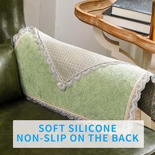 Miniatura 3 de MINJIATEX Juego de 2 fundas para brazos de sofá, fundas de encaje antideslizante para reposabrazos de sofá, fundas lavables para sala de estar,
