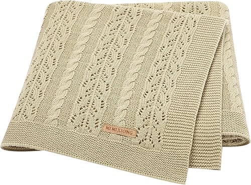 LAWKUL Manta de punto para bebé, manta de recepción de ganchillo, segura y neutra, para recién nacidos, tamaño 40 x 30 pulgadas