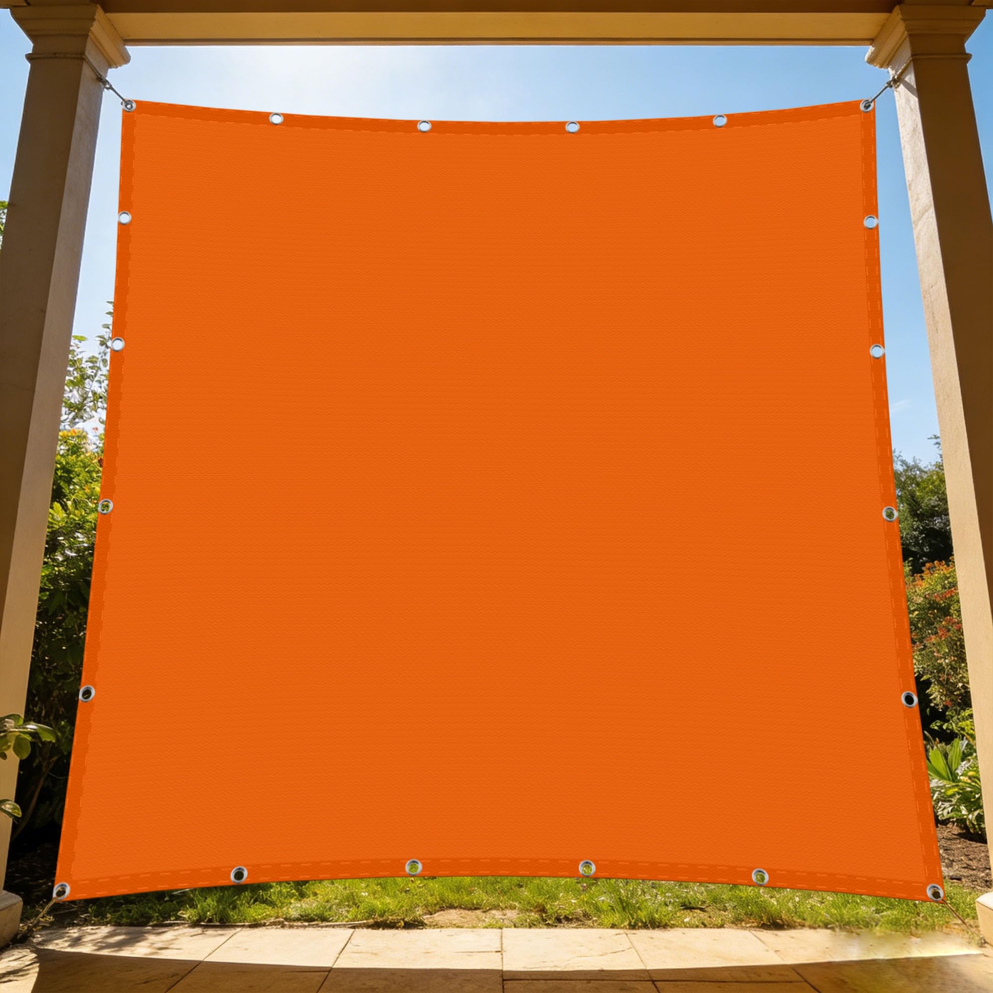 Voile d'ombrage 7 x 9 m orange avec cordon de montage pour grand jardin et terrasse