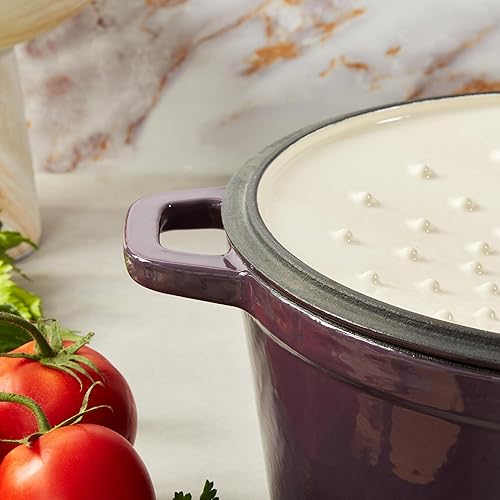 Miniatura 3 de BergHOFF Olla de hierro fundido Neo con tapa, morado, 8 cuartos de galón.