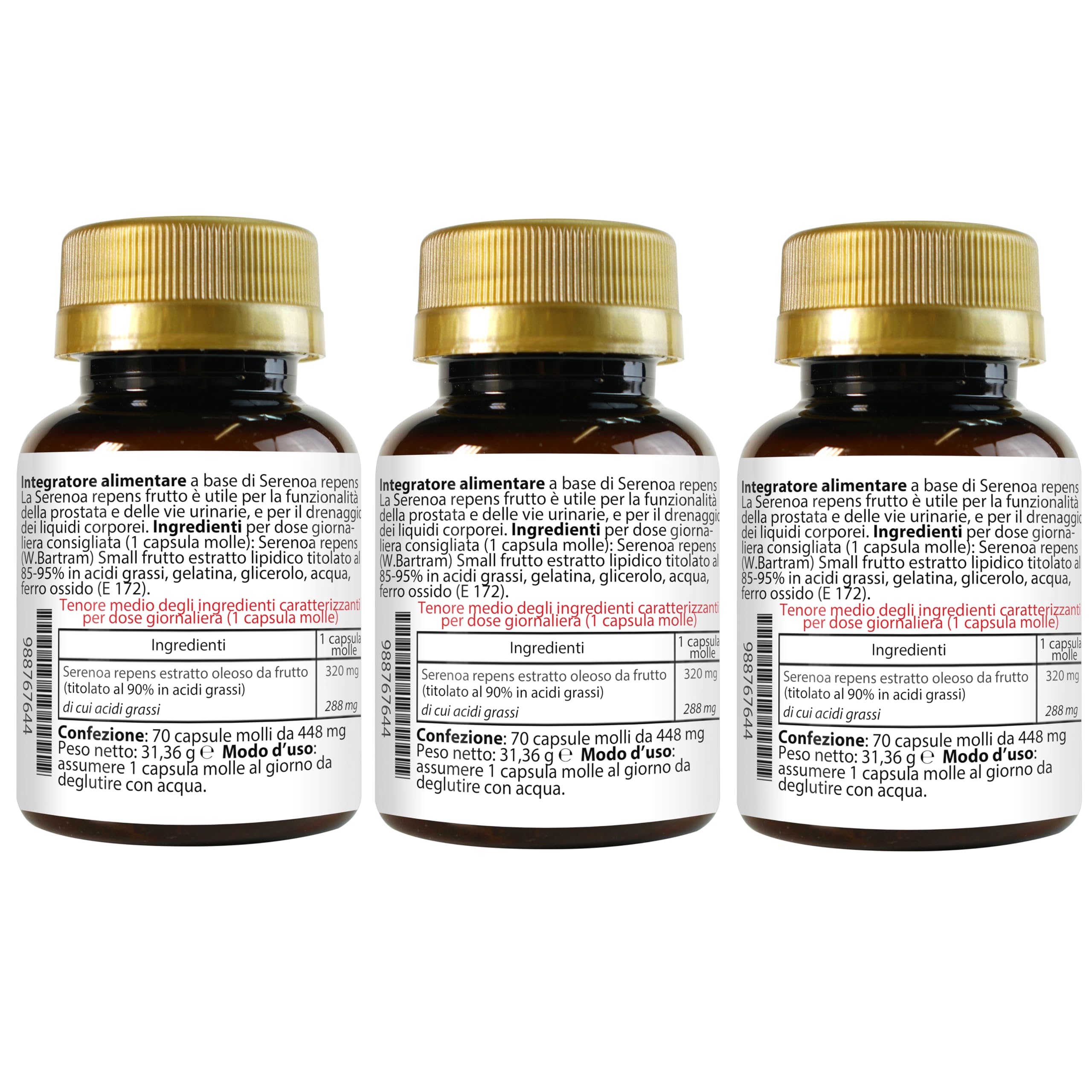SERENOA REPENS 320 MG TITOLATO AL 90% | 210 SOFTGELS | CAPSULE MOLLI PER LA PROSTATA E PER LE VIE URINARIE | 1 PERLA AL GIORNO | LA BOTTEGA DEGLI INTEGRATORI
