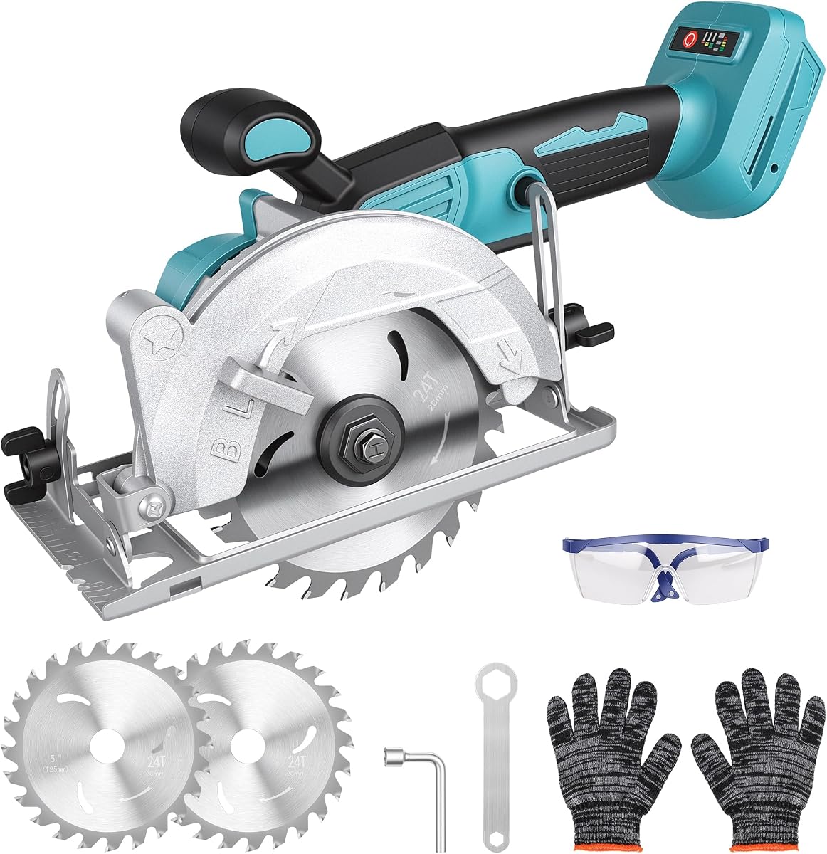 Cordless Mini Circular Saw for Makita 18V Battery with 2 Saw Blades | Brushless 0-6500 RPM Motor, 0-45° Bevel; Cutting Depth 1.6 Inches (90°) , Capable Of Cutting Wood, Pvc And Plastic.