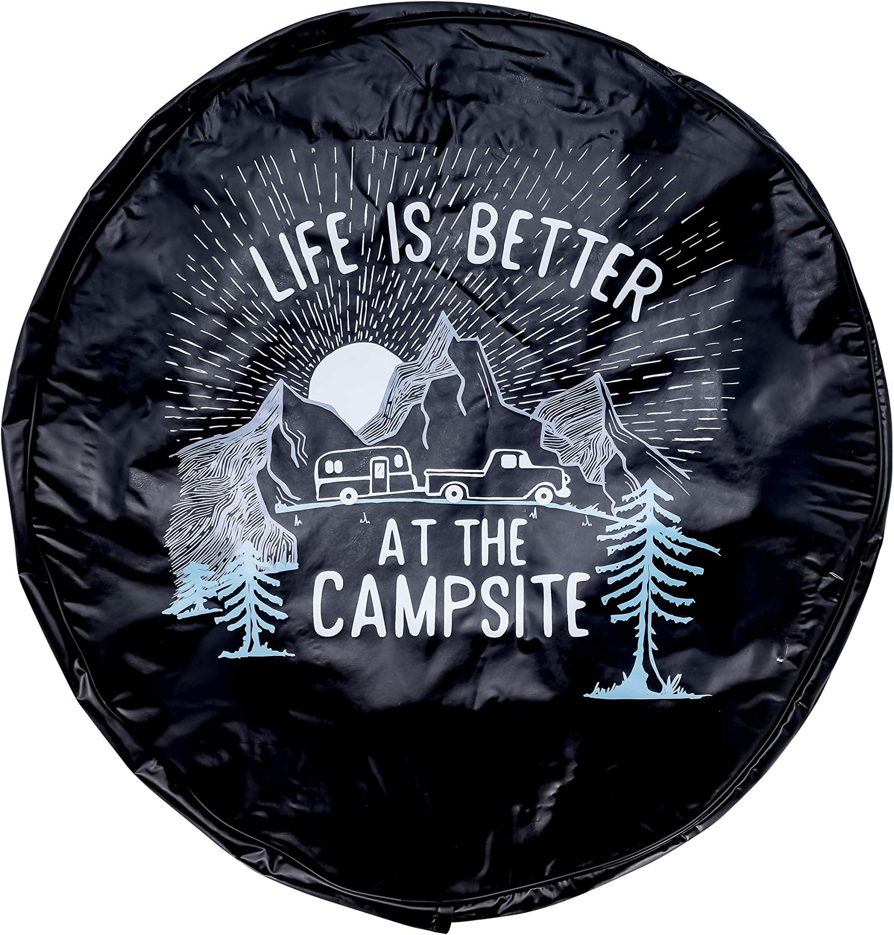 Camco Life is Better at Campsite 29' Vinyl Cover with Elastic Hem-Durable Design Keeps Dirt, Rain, and Sun Away from Your Spare Tire (53291)