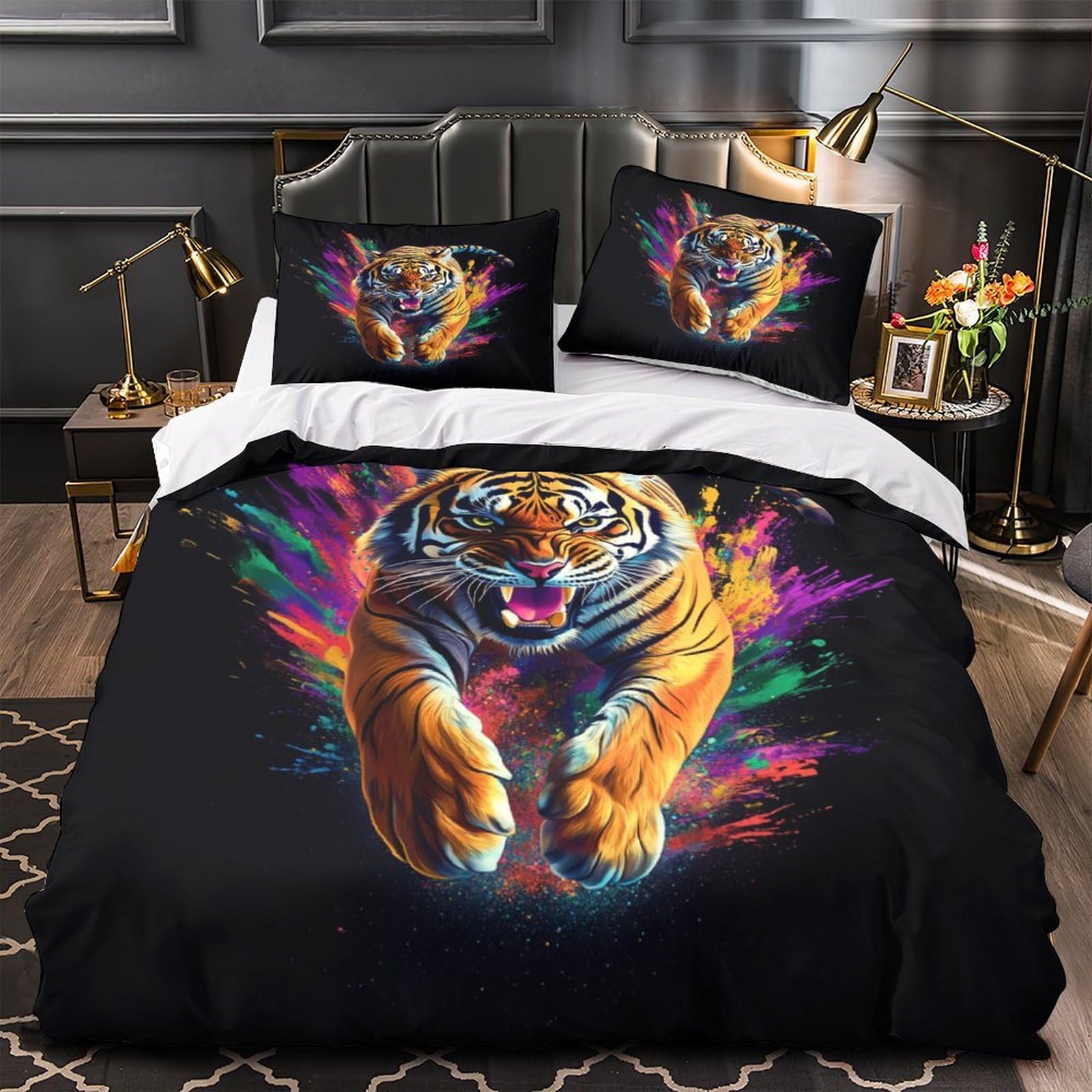 Housse de couette tigre 3D pour chambre d'adolescent et jeune adulte