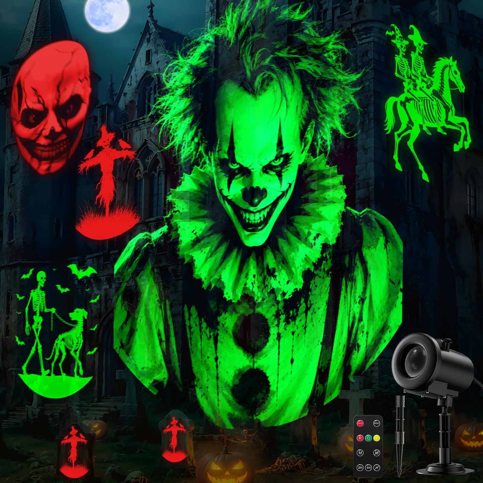 Weihnachten Deko Outdoor Innen, 3D Dynamische Halloween Projektor