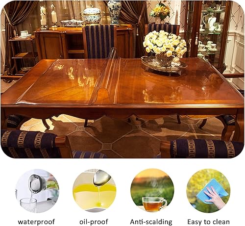 Miniatura 3 de KDDEON Protector de mesa de vidrio suave de PVC, protector de mantel transparente de 68, placa de cristal de plástico transparente, impermeable,