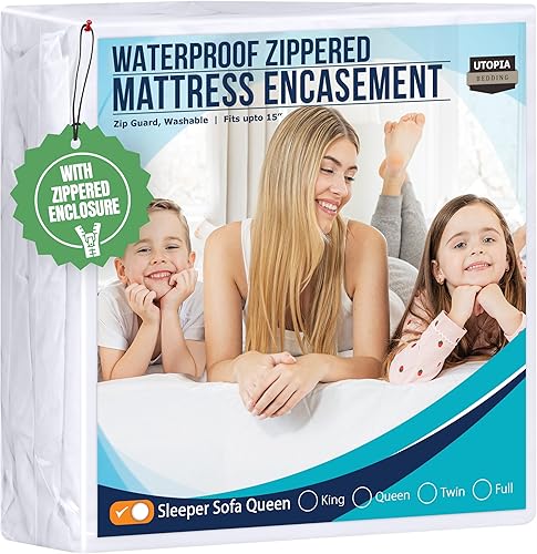 Utopia Bedding Funda de colchón con cremallera, para sofá cama Queen, 100% impermeable y protector de colchón a prueba de chinches, absorbente,