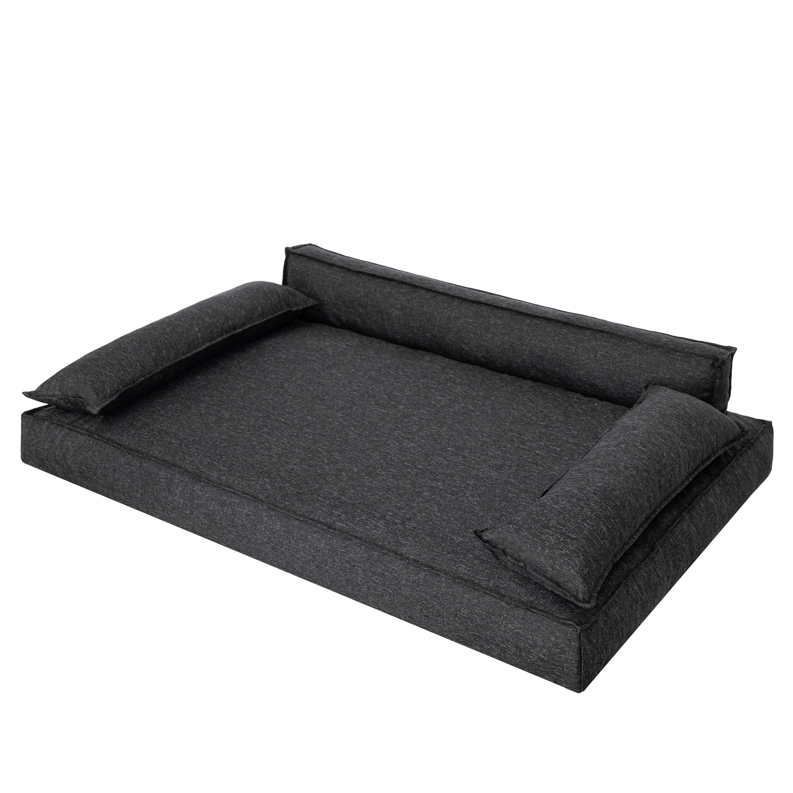 PillowPrim Legowisko dla psa, materac dla zwierząt domowych, legowisko dla kota, poduszka dla psa, kosz dla psa, sofa dla psa, ortopedyczne, meble, czarne, 120 x 77 cm