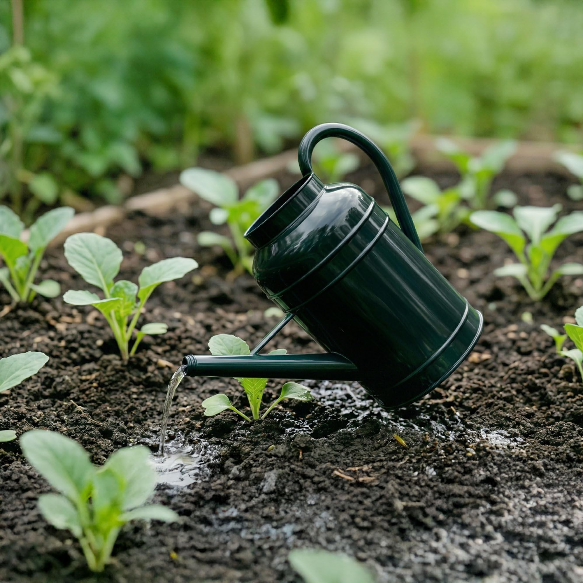 Arrosoir en métal galvanisé de 8,7 l pour plantes d'extérieur avec long bec amovible doré