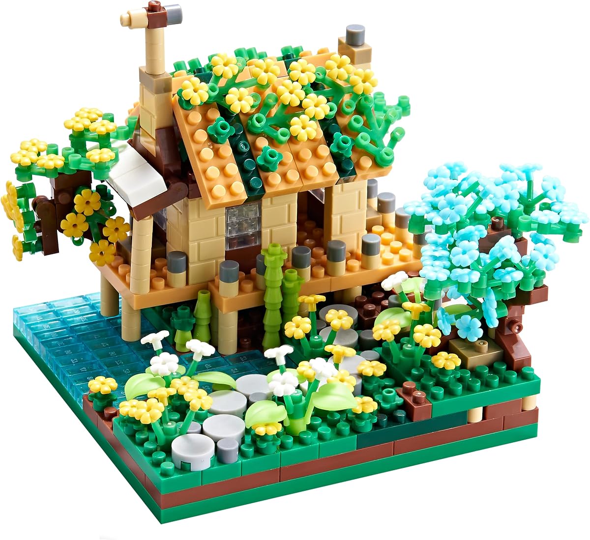 Adults Building Block Set Port Cabin, Tiny Blocks 600 PCS with 2 Figure | Architecture House Model for Ages 14 and Up
